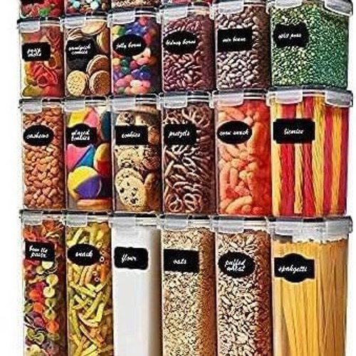 24 Pack Airtight Food Storage Container Set -Clear Plastic Kitchen Organization