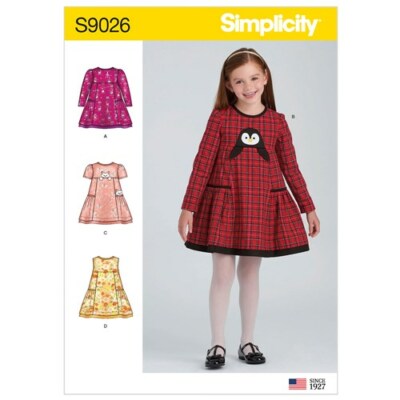 SIMPLICITY CHILDREN'S ANIMAL APPLIQUE POCKET DRESS Size (3 - 8) R10373 (S9026)