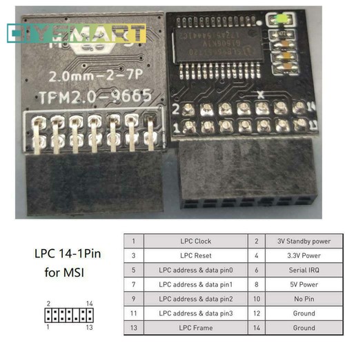 TPM 2.0 Encryption Security LPC Module Supports Version 12/14//18pin High qaul - Afbeelding 22 van 37