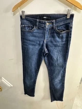 Else Jeans Women Dark Wash Faded Distressed Stretch High Rise Blue Denim Size 25