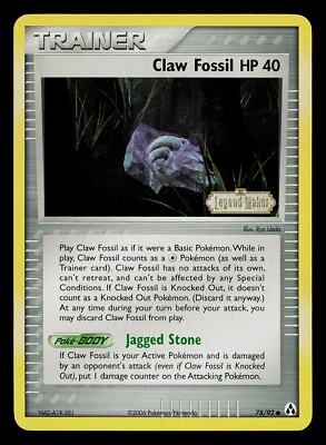 Pokemon Card - Claw Fossil Legend Maker 78/92 Reverse Holo Stamped