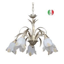 Lampadario in Ferro Battuto Liberty 5 luci shabby chic Lavinia Made in Italy