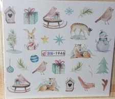 Nail Art Decal Stickers - Woodland Animals Winter - Ships from U.S.   BN-1946