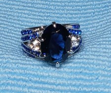Simulated Sapphire And CZ Women's Ring Size 6 Jewelry