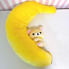 San-x Rilakkuma Korilakkuma Plush Cushion Banana XL Fluffy Soft Stuffed Toy JP