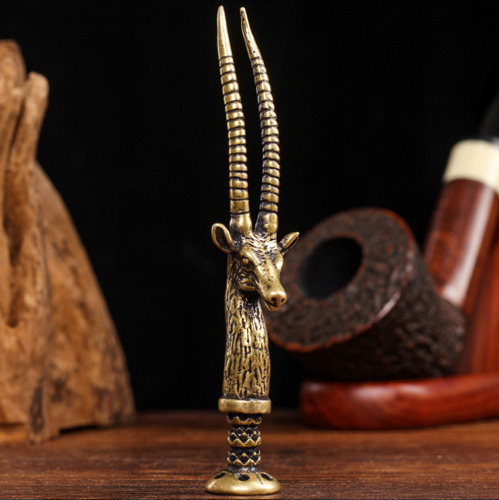 Pure Brass Deer Tobacco Pipe Tamper Collectible Copper Cigar Pipe Cleaning Tool - Picture 1 of 18