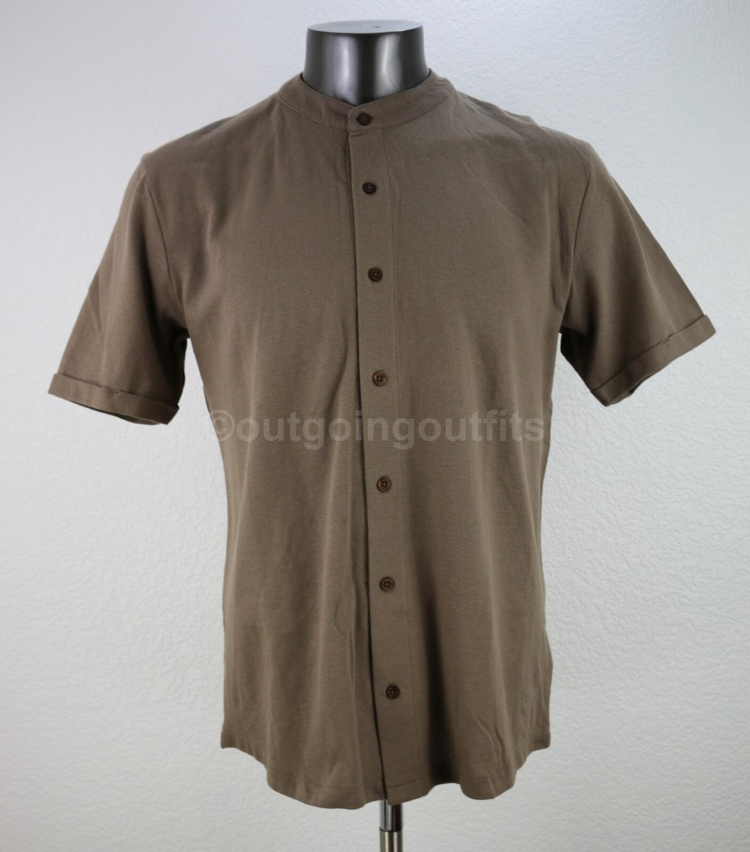 New Sorbino Button Up Grandad Collar Short Sleeve Shirt Size Euro