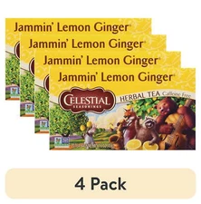 (4 pack) Jammin' Lemon Ginger Caffeine-Free Herbal Tea Bags (20 Count)