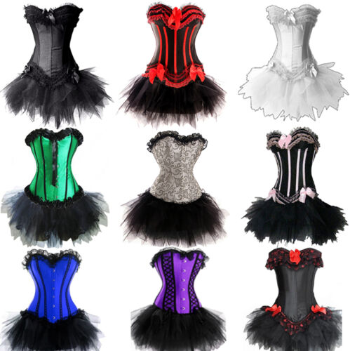 Sexy Burlesque Moulin Rouge Can Can Tutu Fancy Dress Costume Corset Outfit UK