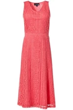 Antthony Women's Lace Sleeveless V-Neck Midi Dress Vibrant Coral