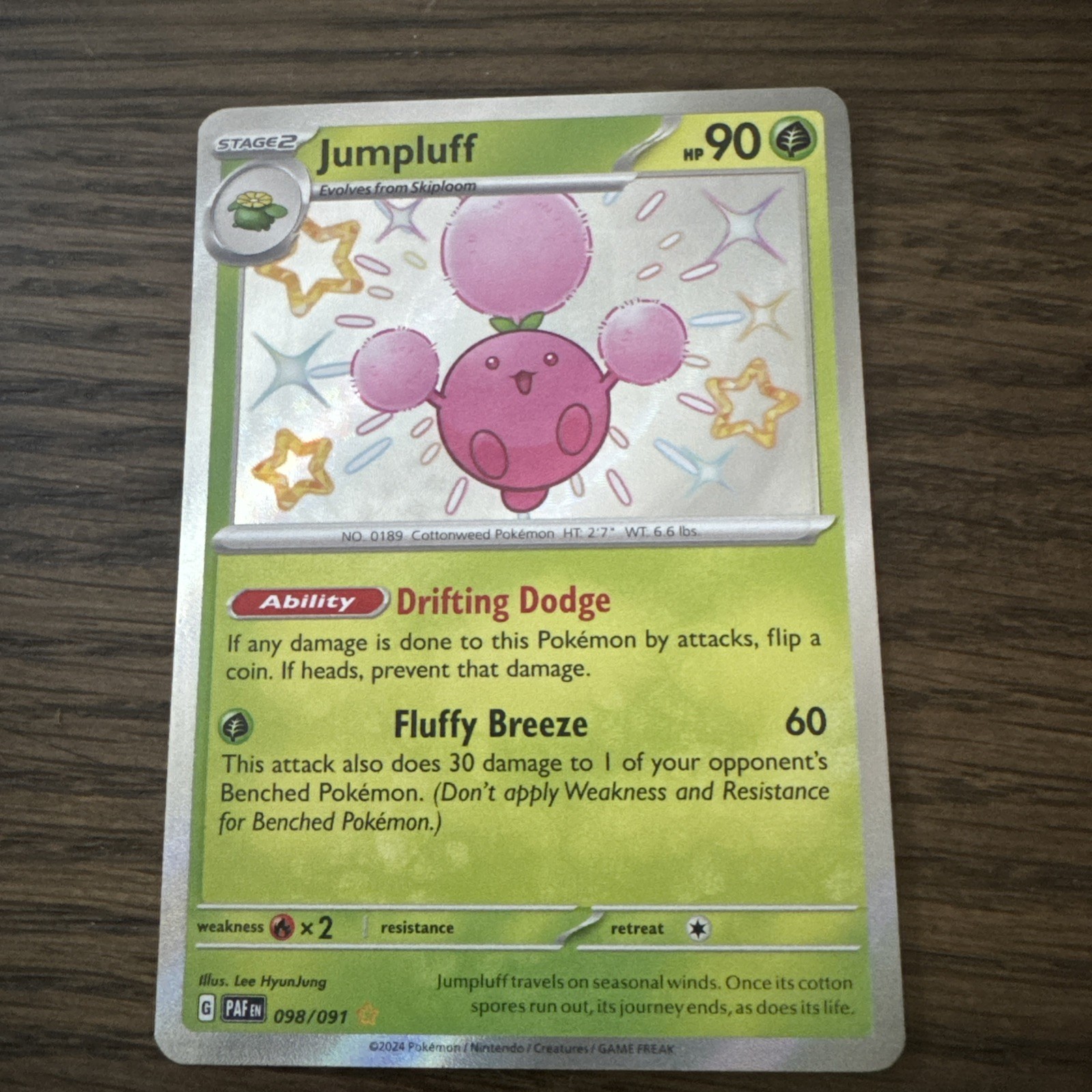 Jumpluff 098/091 Shiny Rare Paldean Fates Pokemon Holo Near Mint