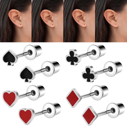 1 Pair 20g Stainless Steel Poker Shape Stud Earrings Cartilage Helix Piercings - Picture 1 of 23
