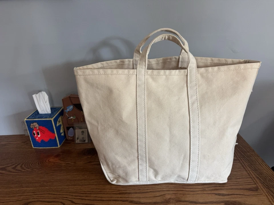 Vintage Coal Bag Heavy Duty XL Tote Utility Canvas White With Stenciling EUC - Image 2 of 4