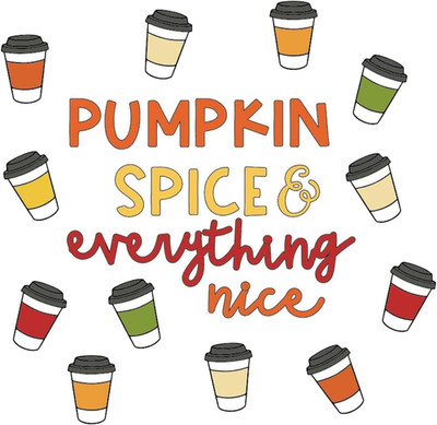 50Pcs Fall Letter Coffee Cup Cutouts with 100Pcs Glue Points Pumpkin Spice & Eve