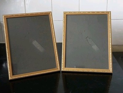 Paar Bilderrahmen verziert Gold Muster Bordüre für Foto 9'' x 7'' (B6)