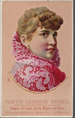 1899 Vintage Original Martin Carriage Works Advertising Trade Card Buggies Carts