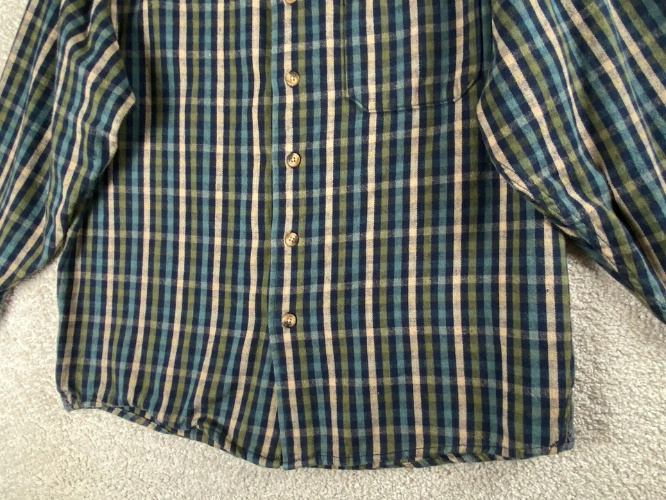 Camisa John Deer Hombres L Franela Cuadros Peso Pesado Manga Larga Abotonada Granja Peces Foto 4 de 4