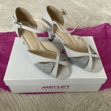 Women’s Merlet Saphir Silver Grey Pearl Suede Glitter Dance Shoes UK5 New In Box