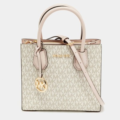 Michael Kors Mercer Mini Light PinkBeige Signature Coated Canvas and Leather