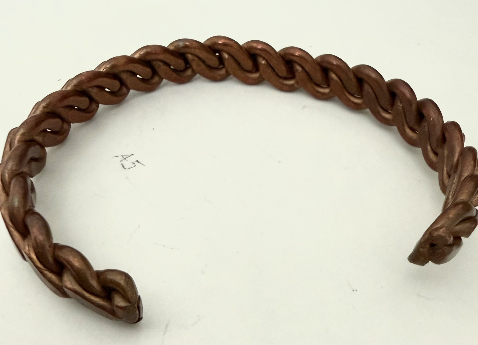 Vintage Solid Copper Twisted Rope Cuff Bracelet U… - image 2