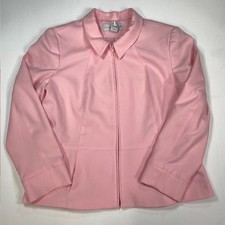 Sag Harbor Womens Pink Zip Front Blazer Jacket Collared Professional Size 16
