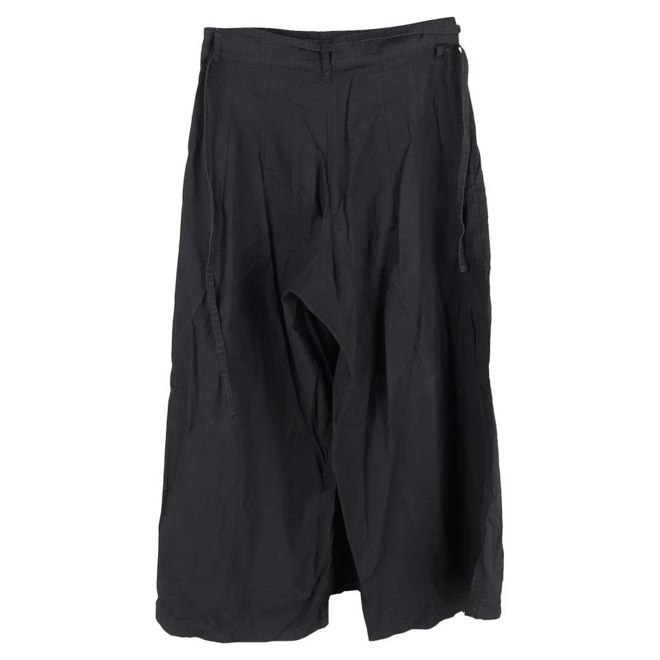 Y's by Yohji Yamamoto Skirt Accent Wide-Leg Trousers in Black Cotton — 第 2/3 张图片