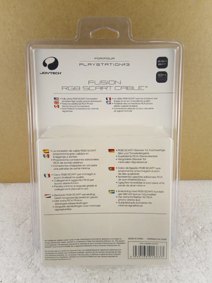 Joytech Fusion RGB SCART Cable for PlayStation 3 PS3 2.5m AV Video Audio NOS New - Image 2 of 4