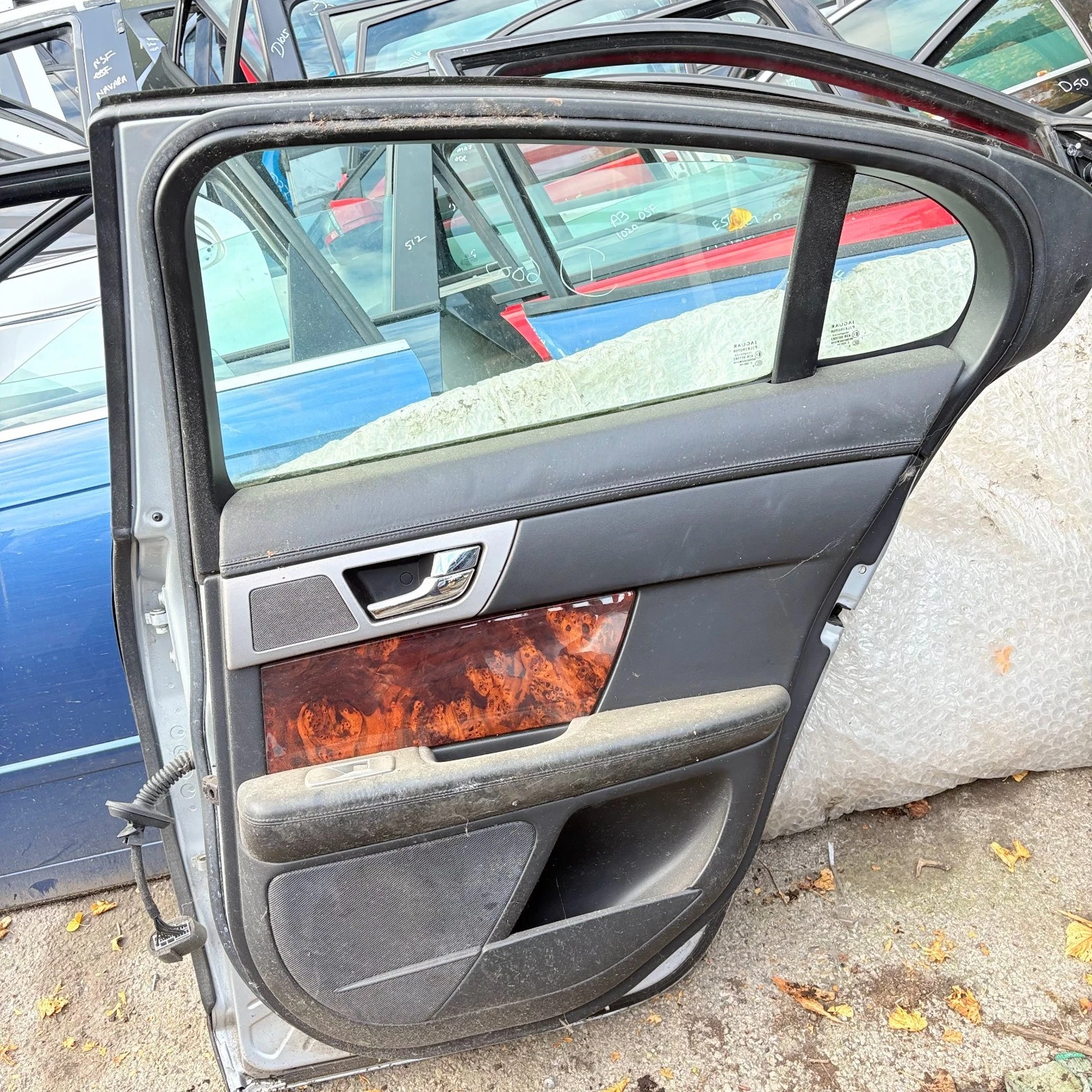 Jaguar XF X250 rear right door interior trim glass and wiring