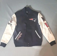 NWT Lettermen New England  Patriots Navy Blue Varsity Jacket  Size Medium