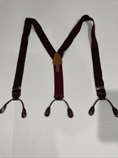 Trafalgar Burgundy Suspenders Leather Brace Tabs And Adjuster Brass Clip
