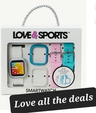 Love  Sports Unisex Adult Smartwatch with Extra Bezels Straps White Silver pink