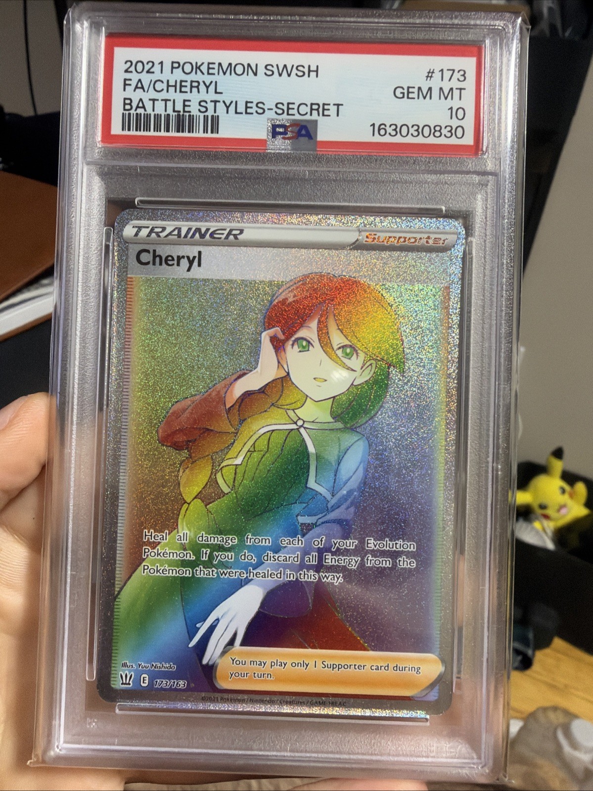 Pokemon TCG - Cheryl 173/163 Secret Rare Rainbow - PSA 10 Graded