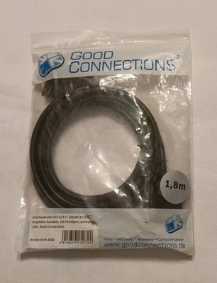 Anschlusskabel DVI D24 + 1 Stecker an Stecker schwarz vergoldete Kontakte 1,8m