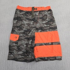 OP Ocean Pacific Shorts Boys 18 XXL Green Camo Orange Swim Trunks Board Shorts