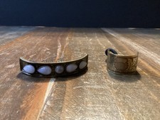 Vintage Gold Metal Hair Comb w/stones brass colored Scottish thistle hair tie