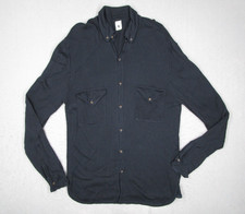 Adam Kimmel Shirt Mens Large Blue Cashmere Blend Button Up Made in Italy