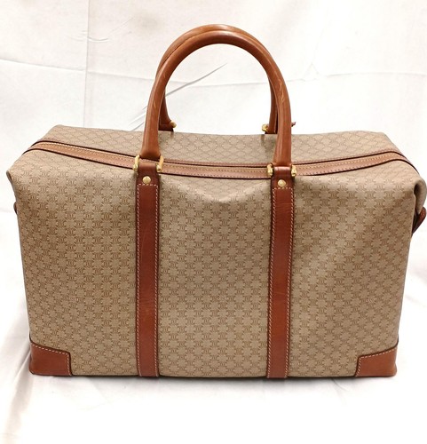 Borsa CELINE Macadam Tela Boston Viaggio PVC Pelle Marrone Oro Donna Italia - Foto 14 di 24