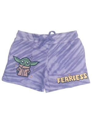 Star Wars Womens (Jrs) Purple Fearless Yoda Athletic Fit Shorts