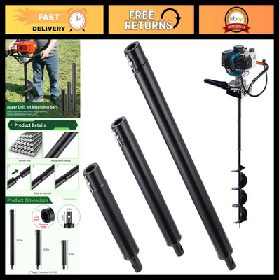 3 PCS Auger Drill Bit Extensions, 3/4'' Shaft Garden Hole Digger, Thickened Desig