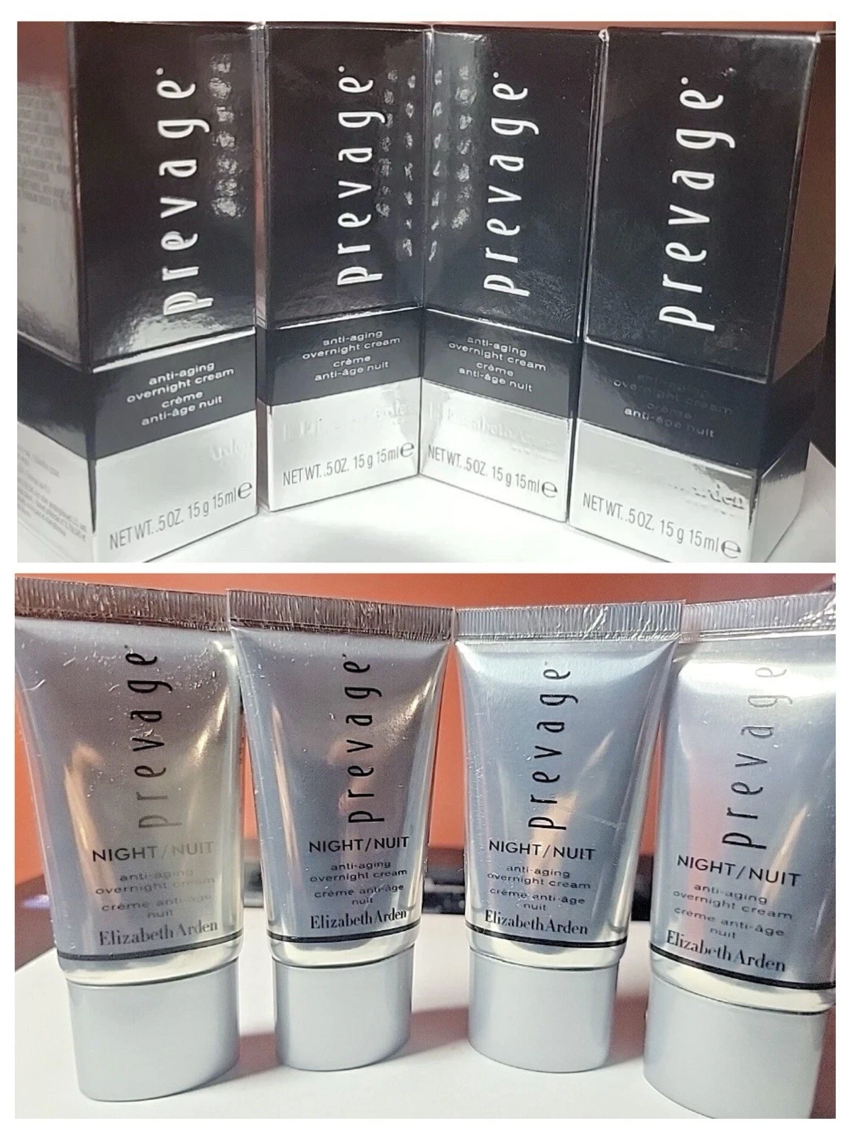 Elizabeth Arden Prevage Anti-Aging Overnight NIGHT Cream .5oz set x 4= 2oz Boxed