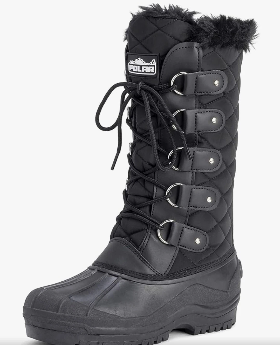 POLAR WOMEN'S WATERPROOF TACTICAL MOUNTAIN WALKING SNOW BOOTS, BLACK US 9