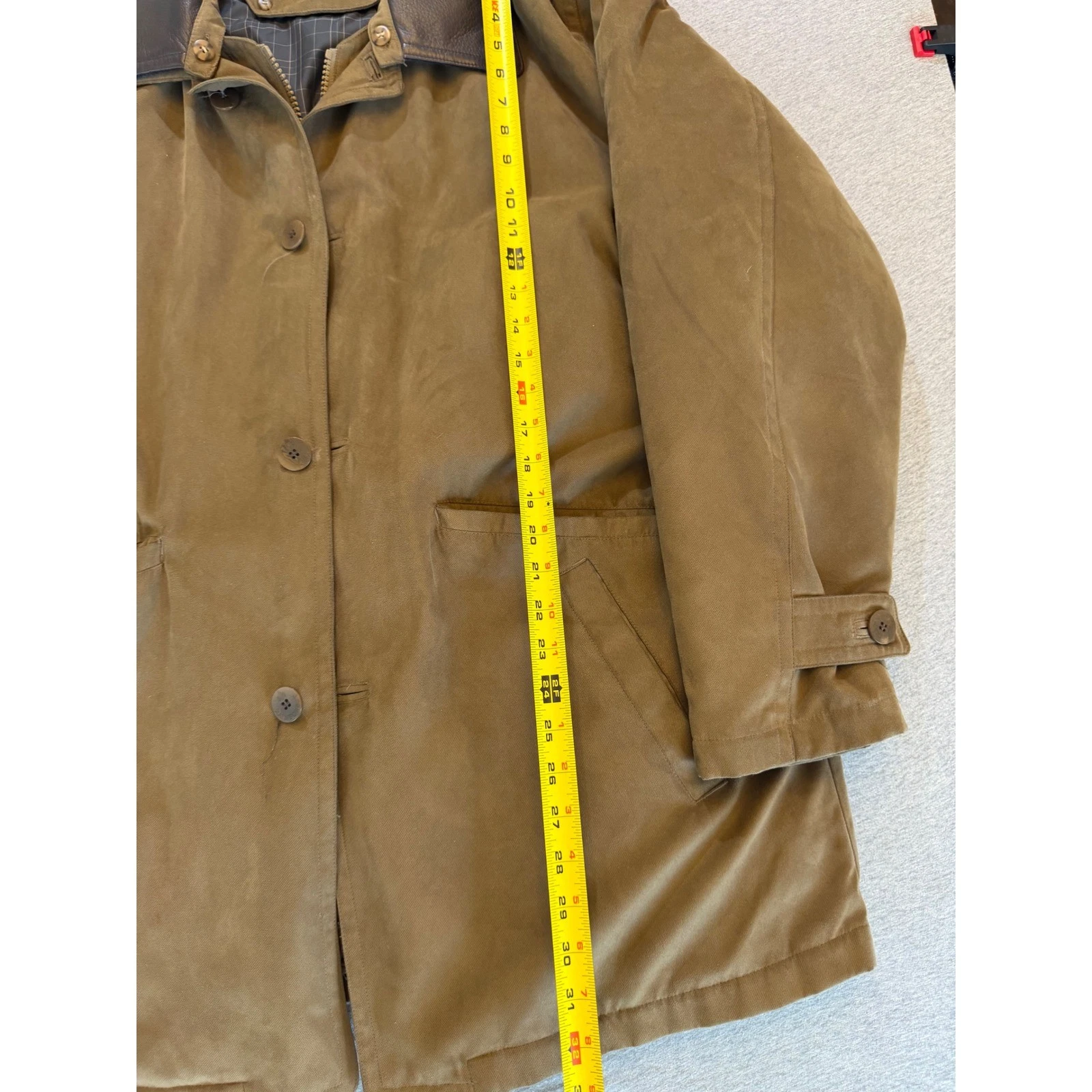 Rainforest Mens Microfiber Field Jacket Tan Brown Leather Trim Collar Large image 11