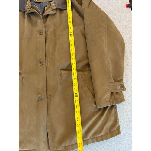 Rainforest Mens Microfiber Field Jacket Tan Brown Leather Trim Collar Large image 11