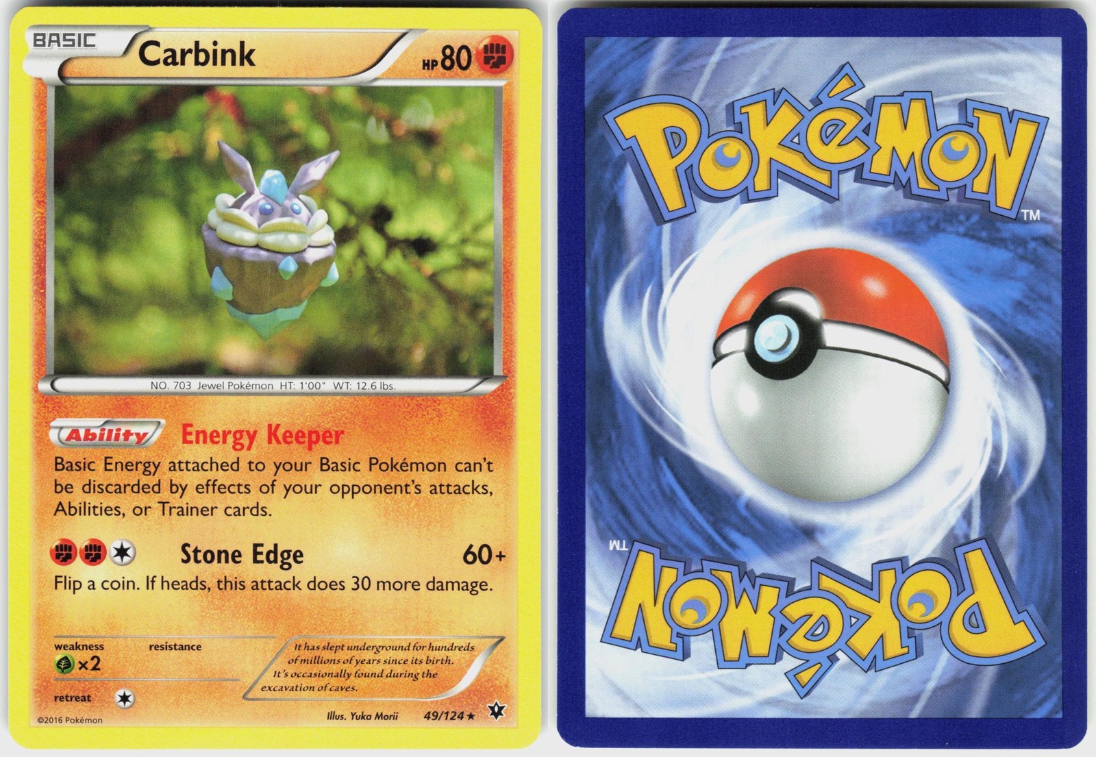 Carbink 49/124 Rare Fates Collide Pokemon NM