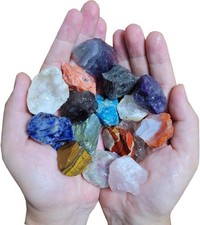 Assorted Raw Crystals 15 Colors Healing Crystal Rocks Stones 1" Bulk Large Ge...