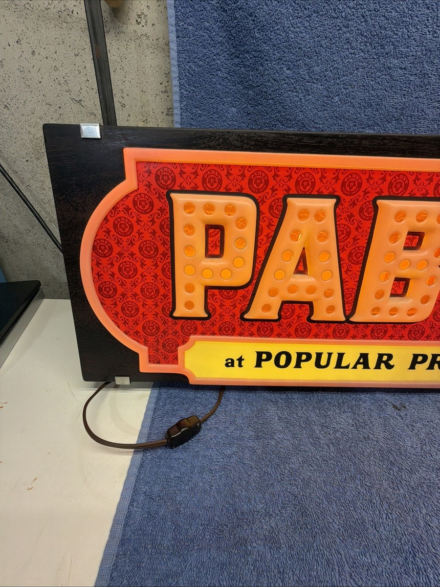 VINTAGE PABST BLUE RIBBON BEER LIGHT UP SIGN 36” X 10” GREAT