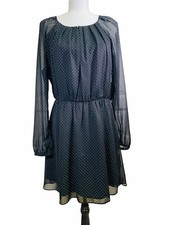 Mango Suit Dress Size 10  Back Polka Dots Black  Chiffon