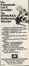 1978 Vintage Print Ad Criterion Scientific Instruments CSi The Dynamax Telescope
