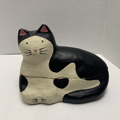 Vintage 1989 Hallmark Paper Mache Set 3 Nesting Cats By Christine