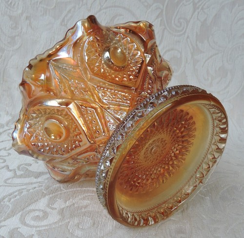 Imperial Marigold Carnival Art Glass Punch Bowl Base Coppa Vaso Vintage c1900 - Picture 4 of 6